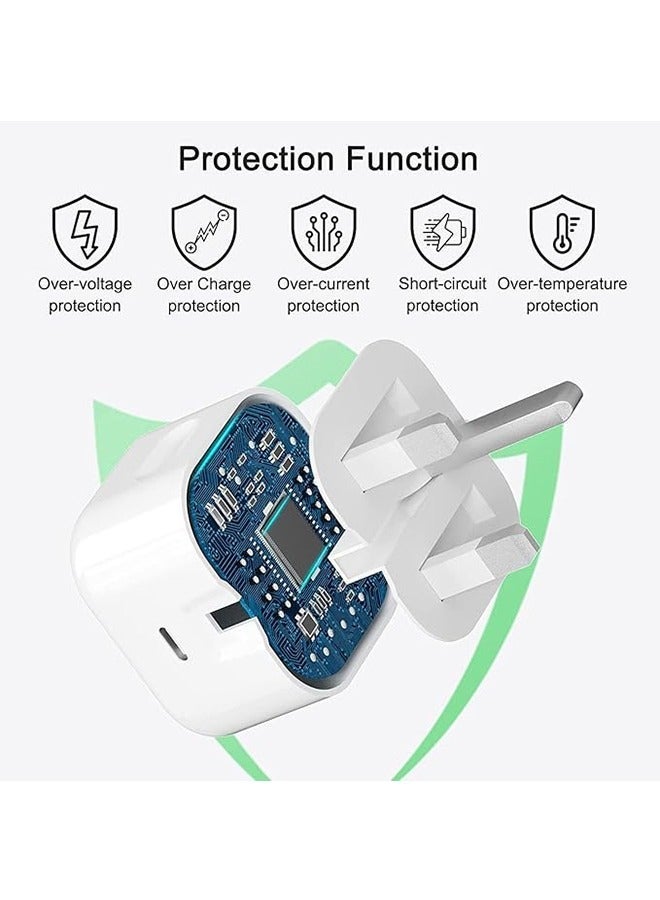 شاحن سريع 25 واط لـ iPhone | شاحن حائط USB C سريع مع كابل شحن Type C إلى C بطول2 متر، متوافق مع iPhone 16/15/Pro Max/Pro/Plus وكل الهواتف المحمولة ذات منفذ Type C. - Image 2